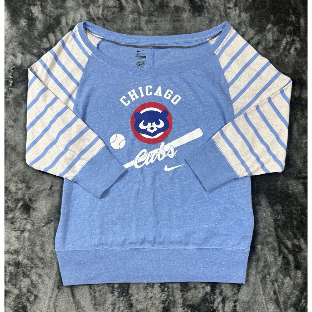 Nike Chicago Cubs Women's M Cooperstown Collection Sweatshirt Striped Sleeve MLB